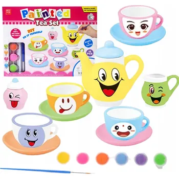 Obraz SADA NA NA ČAJ KÁVU, HRNÍČKY K VYMÁLOVÁNÍ, KREATIVNÍ SÁDROVÉ ODLIITKY, BARVY