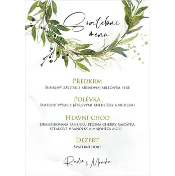 Svatební dekorace Svatební menu 259