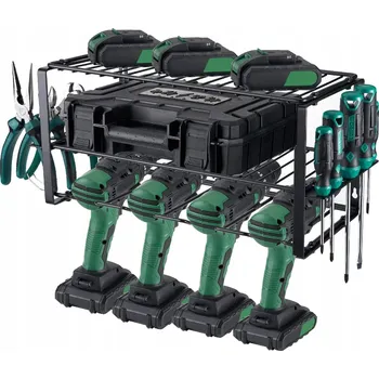 Věšák Kovový držák na nářadí, 3 patra, na vrtačky/šroubováky a příslušenství