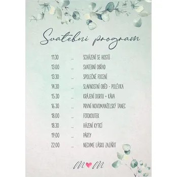 Svatební dekorace Svatební harmonogram 230