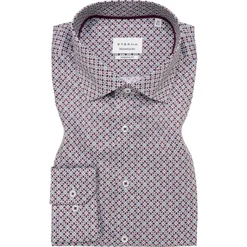 Pánská košile Košile Eterna Modern Fit Print světlá s vínovým vzorem velikost: 46, délka rukávu: dlouhý rukáv