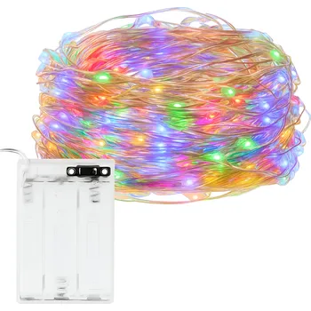 Vánoční osvětlení LED Vánoční světýlka Drátek na baterie, dekorativní, 100 LED, barevná, 10 m