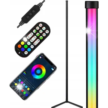 Stojací lampa ROHOVÁ STOJACÍ LAMPA LED RGB DÁLKOVÝ OVLADAČ SYNCHRONIZACE S HUDBOU 126 CM