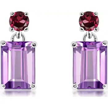 Náušnice Glim S Amethyst + Rhodolite - stříbrné náušnice s fialovým ametystem a rodolitem