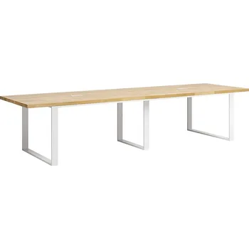 Konferenční stolek Konferenční stůl s dřevěnou deskou 350x100cm - Bílá