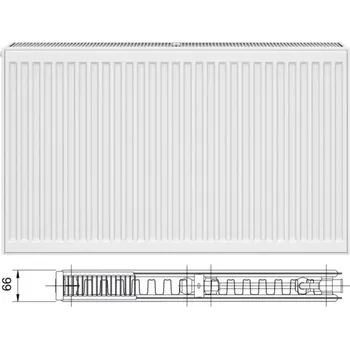 Radiátor Korado Radik Ventil Kompakt 21 Radiátor deskový, VKM8, spodní střední a pravý 500 x 1100 mm, 1230 W (75/65/20°C), bílý, 21050110-S0-0010