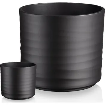 Obal na květináč Obal ker. Wave pr.28 cm antracit mat Barva: Černá