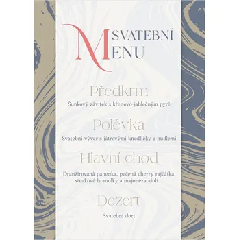 Svatební dekorace Svatební menu 324