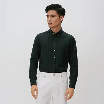 Pánská košile Reserved - Košile slim fit s vysokým podílem bavlny - tmavě zelená - 428GT-79X - 428GT-79X-XXL