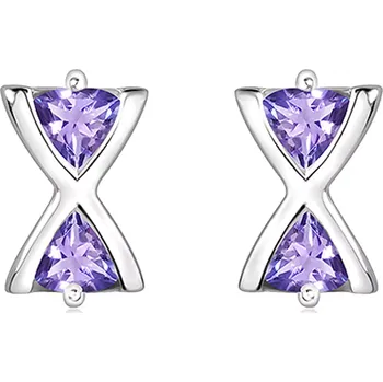 Náušnice Marble S Amethyst - stříbrné náušnice s fialovým amethystem