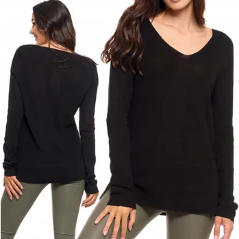 Dámský svetr TENKÝ DÁMSKÝ SVETR VISKÓZA MORAJ KLASICKÝ VOLNÝ PLUS SIZE ČERNÝ XXL