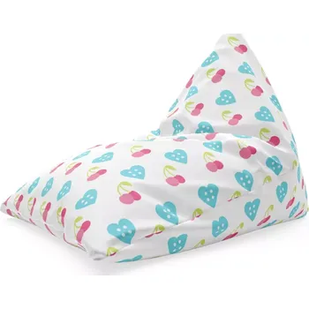 Sedací pytel Sablio Sedací vak Triangl Třešně a srdce: 120 x 100 x 100 cm