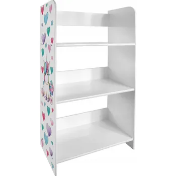 Knihovna Jednoduchý regál Leomark 50x25x102,5 cm na knihy, hračky, doplňky - Jednorožec