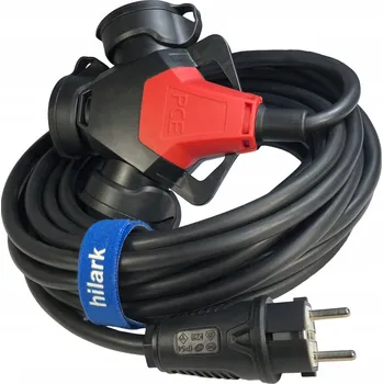 elektrický kabel Průmyslový Prodlužovací Kabel kabel NSHTÖU-J 3x2,5 mm² IP54 gumový t-rozdělovač 3 m