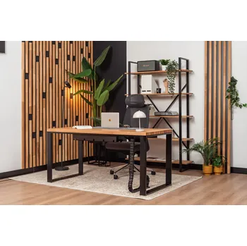 Psací stůl Psací stůl s dřevěnou deskou a knihovnou