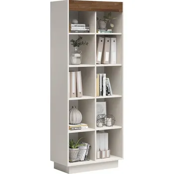 Knihovna Otevřená knihovna s dřevěnými policemi na spisy - Kubánské cigaro/bílá