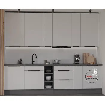 Kuchyňská linka Kuchyňská linka ARIA, sestava A 1 (ZM), 300 cm, 12 skříněk, bílá/antracit