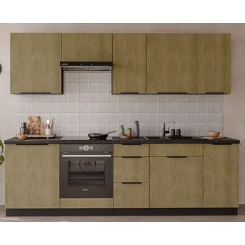 Kuchyňská linka Kuchyňska linka CREMONA, sestava B, 260 cm, v provedení dub Cremona/černá