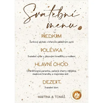 Svatební dekorace Svatební menu 297