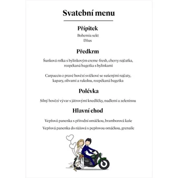 Svatební dekorace Svatební menu 314
