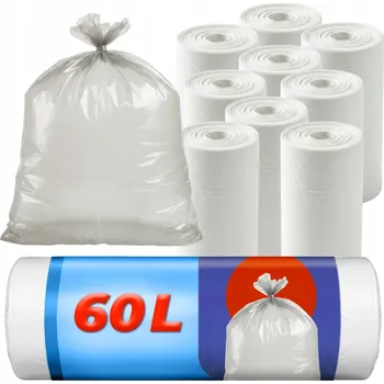 Pytle na odpadky PYTLE NA ODPADKY 60L 100 KUSŮ PRŮHLEDNÉ KLASICKÉ SILNÉ 10 ROLÍ