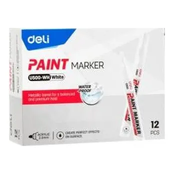 Set školních potřeb Marker olejowy 2mm biały (12szt) DELI