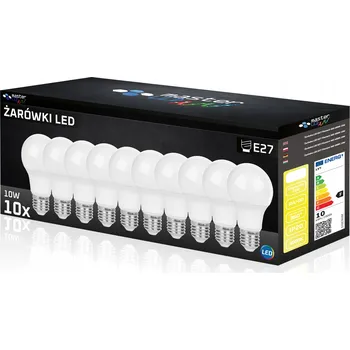 Žárovka 10x LED žárovka E27 10W bílá neutrální 4000K 800lm koule A60 PREMIUM sada