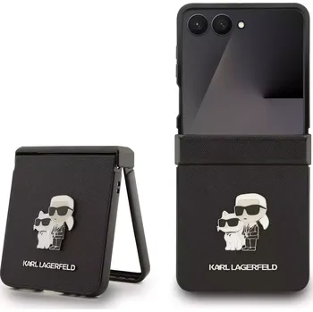 Pouzdro na mobilní telefon Karl Lagerfeld PU Saffiano Karl and Choupette kryt pro Samsung Galaxy Z Flip 7 černý