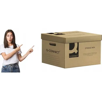 Archivační box Archivační krabice Q-connect s víkem, hnědá