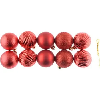 Vánoce Vánoční baňky 10ks 4,5cm, červené