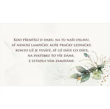 Svatební dekorace Žádost o dar 275