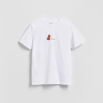 Pánské tričko Reserved - Tričko regular s potiskem - bílá - 432EX-00X - 432EX-00X-S