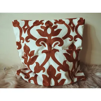 Povlak na dekorativní polštářek Povlak na polštář s vyšívanými ornamenty 45x45 cm barva skořicová, 1 ks Povlak na polštářek