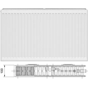 Radiátor Korado Radik Ventil Kompakt 22 Radiátor deskový, VKM8, spodní střední a pravý 300 x 1200 mm, 1140 W (75/65/20°C), bílý, 22030120-S0-0010