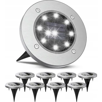 Venkovní osvětlení 8x SOLÁRNÍ LAMPA LED ZAHRADNÍ NÁJEZDOVÁ ZAPUŠTĚNÁ DISKY SILNÉ LAMPY 8 LED