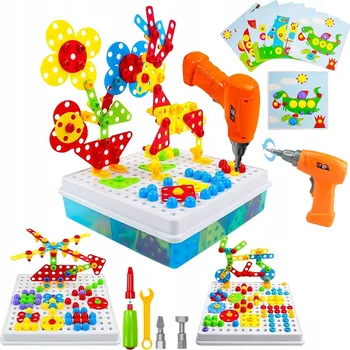 ostatní stavebnice ŠROUBOVÁK VRTACKA ŠROUBKY KONSTRUKČNÍ SADA 3D 223 DÍLŮ