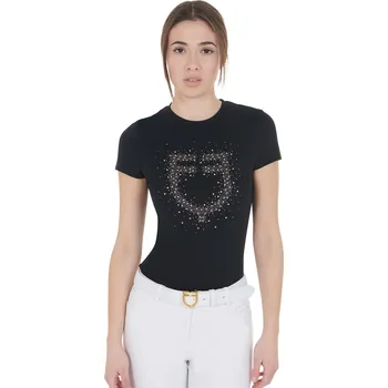 Dámské tričko EQUESTRO Triko Diamond Logo Equestro, dámské, černé XL