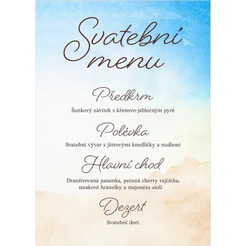 Svatební dekorace Svatební menu 299