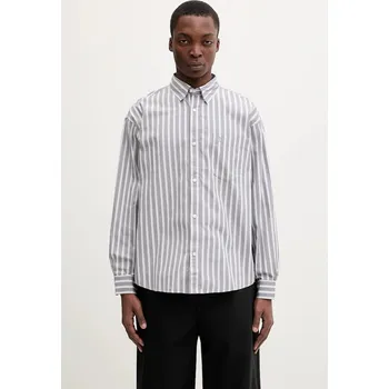 Pánská košile Bavlněná košile Carhartt WIP L/S Malden pánská, šedá barva, relaxed, s límečkem button-down, I035334.3CXXX, XL, 90X