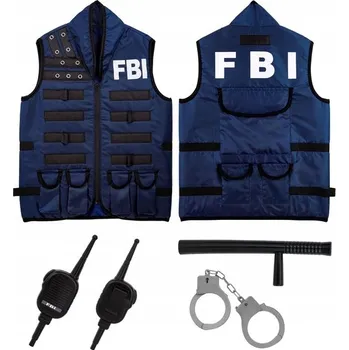 Karnevalový kostým Sada kostým agenta fbi policisty vesta pouta dětská palička 128