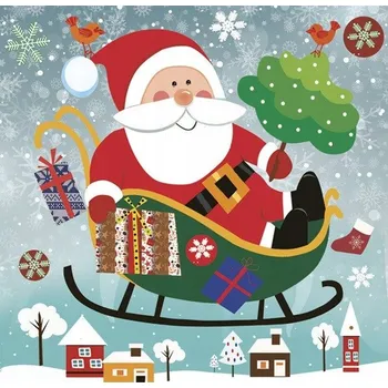 Papírový ubrousek Ubrousky "Santa Claus nad městem", Maki, 33 cm, 20 ks