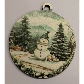 Vánoční dekorace Vánoční výřez baňka - vánoční obrázek - Sněhulák č.5