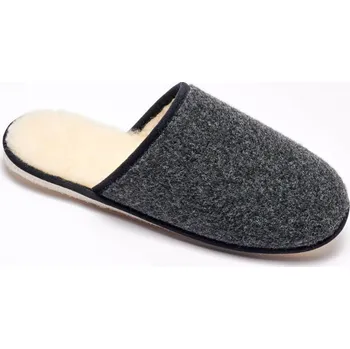 Dámské pantofle Jednobarevné pantofle s vlněnou podšívkou a tichým došlapem antracitová 42