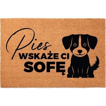 Rohožka KOKOSOVÁ VSTUPNÍ ROHOŽKA Dárek Vtipná Pod Dveře Humor PES UKÁŽE