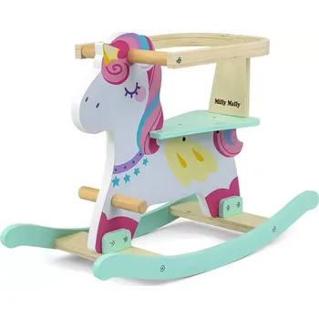 Houpací kůň Dřevěný houpací koník s opěradlem Milly Mally Lucky 12 Unicorn