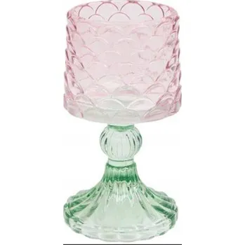 Svícen Skleněný svícen rýhovaný Kalich