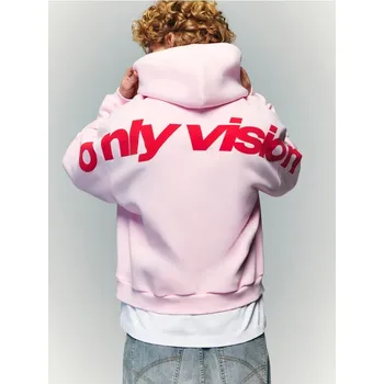 Pánská móda Mikina s&nbsp;kapucí a&nbsp;potiskem na zádech - S - House - pastelově růžová - 231HF-03X