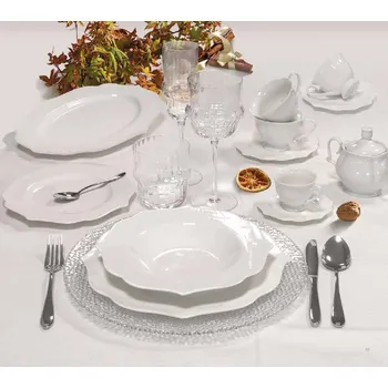 Jídelní set Jídelní 18-ti dílná sada talířů Queen BRANDANI (barva - bílá)