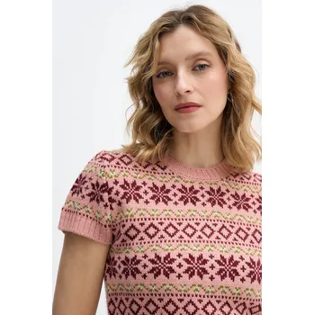 Dámské oblečení Svetr s příměsí vlny United Colors of Benetton x Stranger Things 171RE10EN růžová 34X, vel. XS