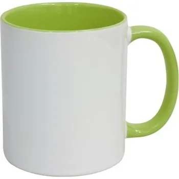 Grawerton Hrnek pro potisk-330 ml bílý, sv.zele. ucho,uvnitř